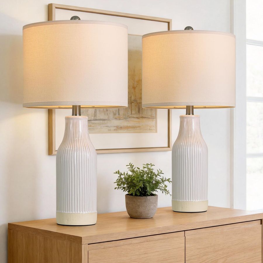 Home Office In Living Room - inches Modern Ceramic Table Lamp Set