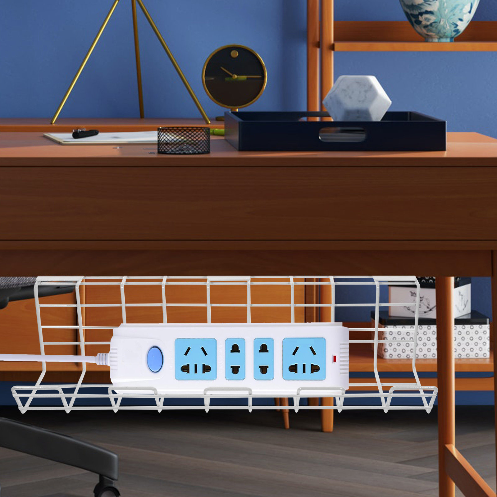 Power Strip Desk - 2Pcs Under Desk Cable Management Racks