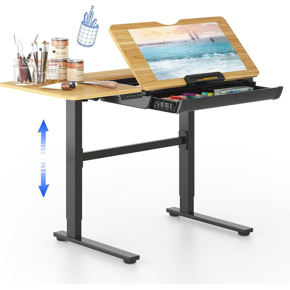 Home Office Desks - Adjustable Height Electric Standing Desk, 47.2x23.6,