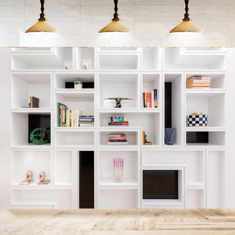 Home Office Background For Zoom - White Bookshelf Photography Backdrop Bookcase Office