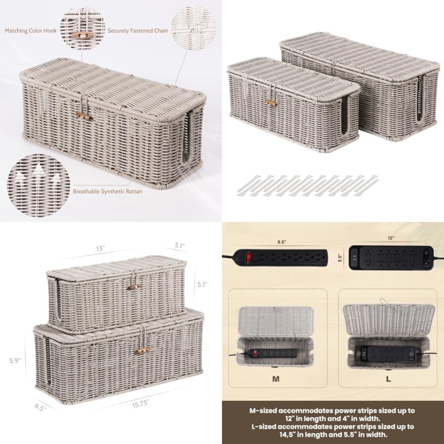 Cabe anageent Box, Rattan Stye – Power Strip Desk Bewertung und Preis