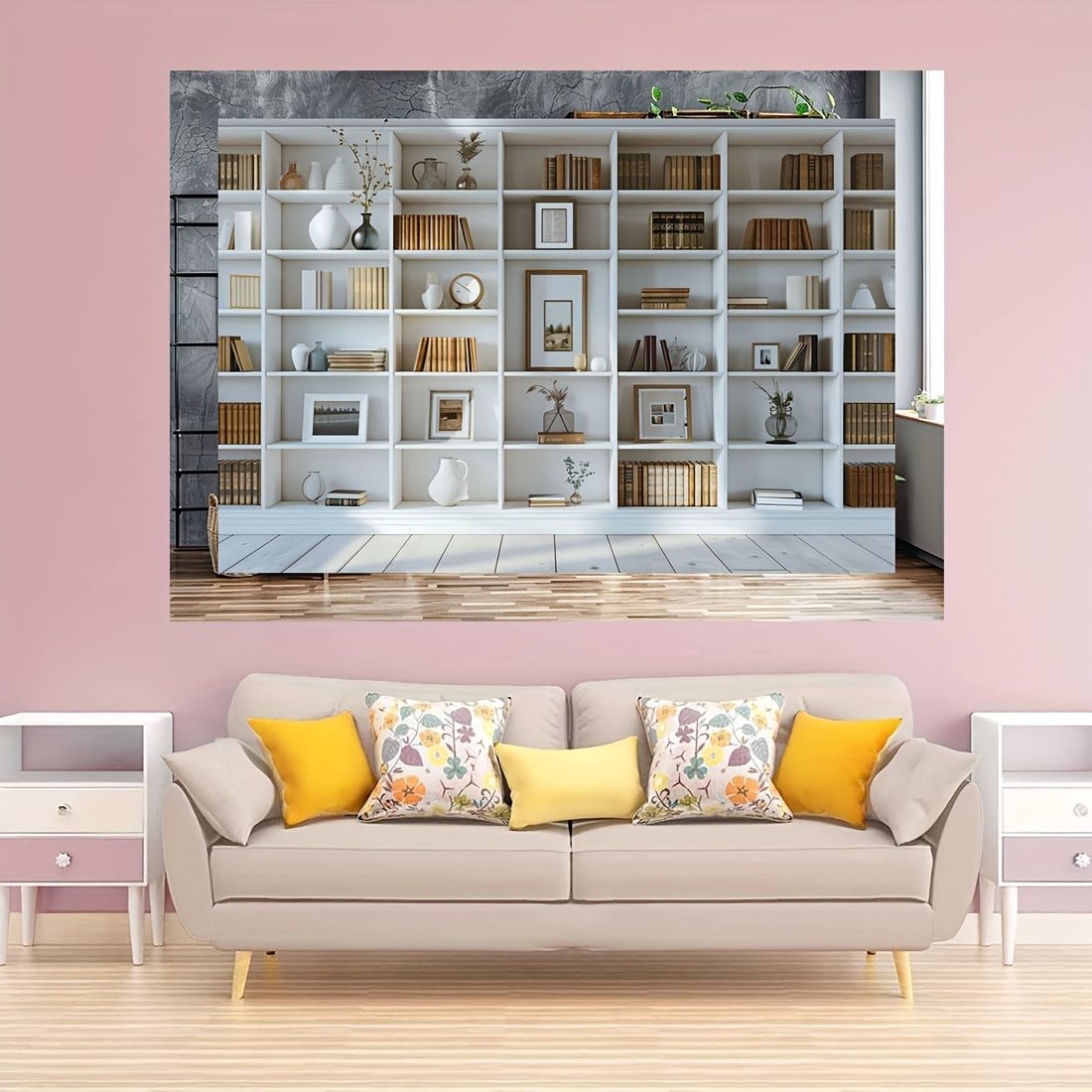 1pc White Bookshelf background – Home Office Background For Zoom Bewertung und Preis