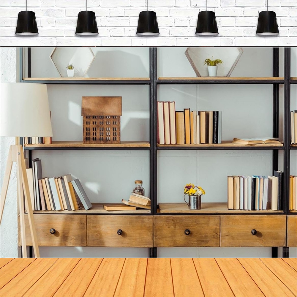 Living Room Bookshelf Backdrop – Home Office Background For Zoom Bewertung und Preis