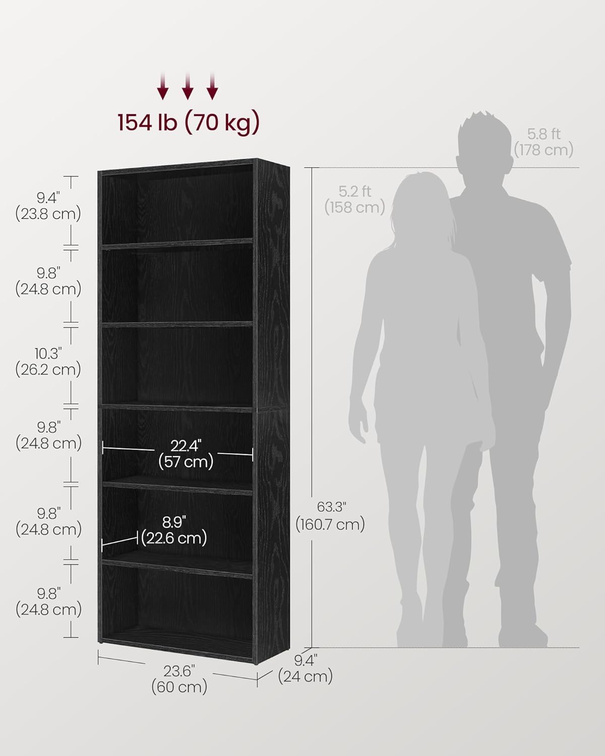 6-Tier Bookcase, Open Storage  – Home Office In Living Room Bewertung und Preis