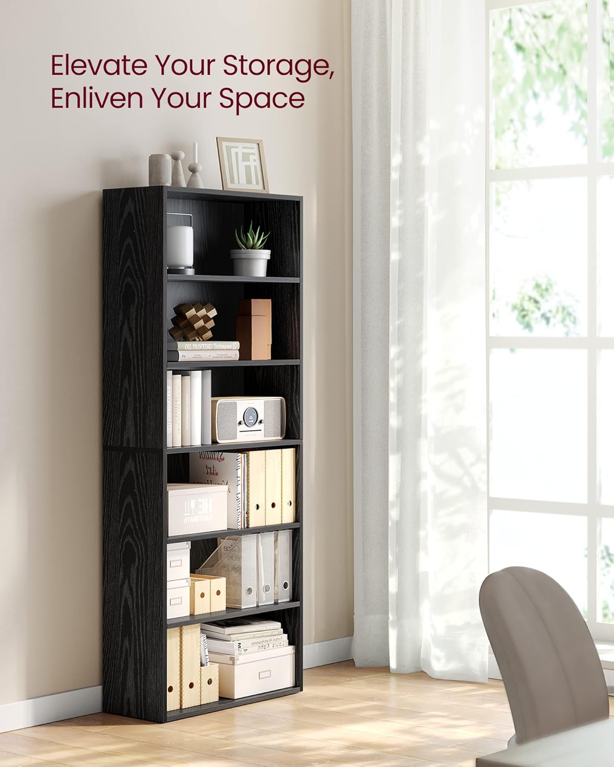 6-Tier Bookcase, Open Storage  – Home Office In Living Room Bewertung und Preis