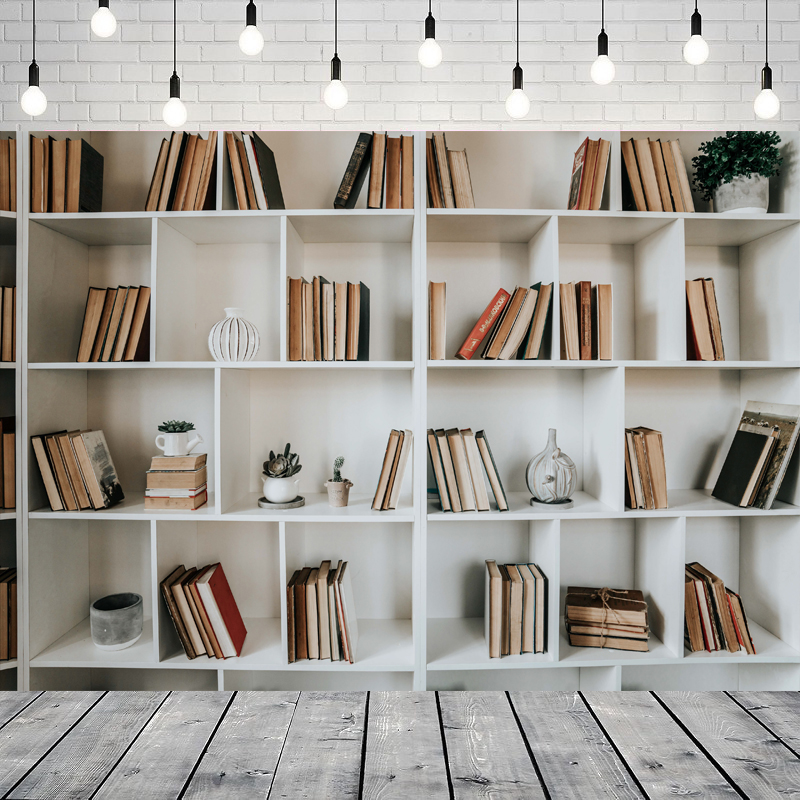 White Bookshelf Photography Ba – Home Office Background For Zoom Bewertung und Preis