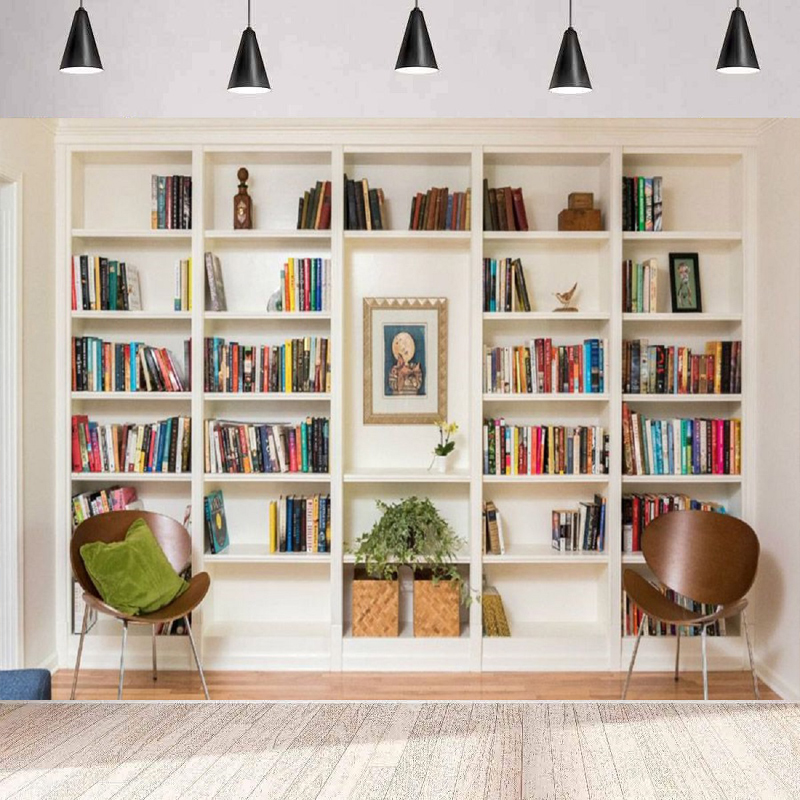 White Bookshelf Photography Ba – Home Office Background For Zoom Bewertung und Preis