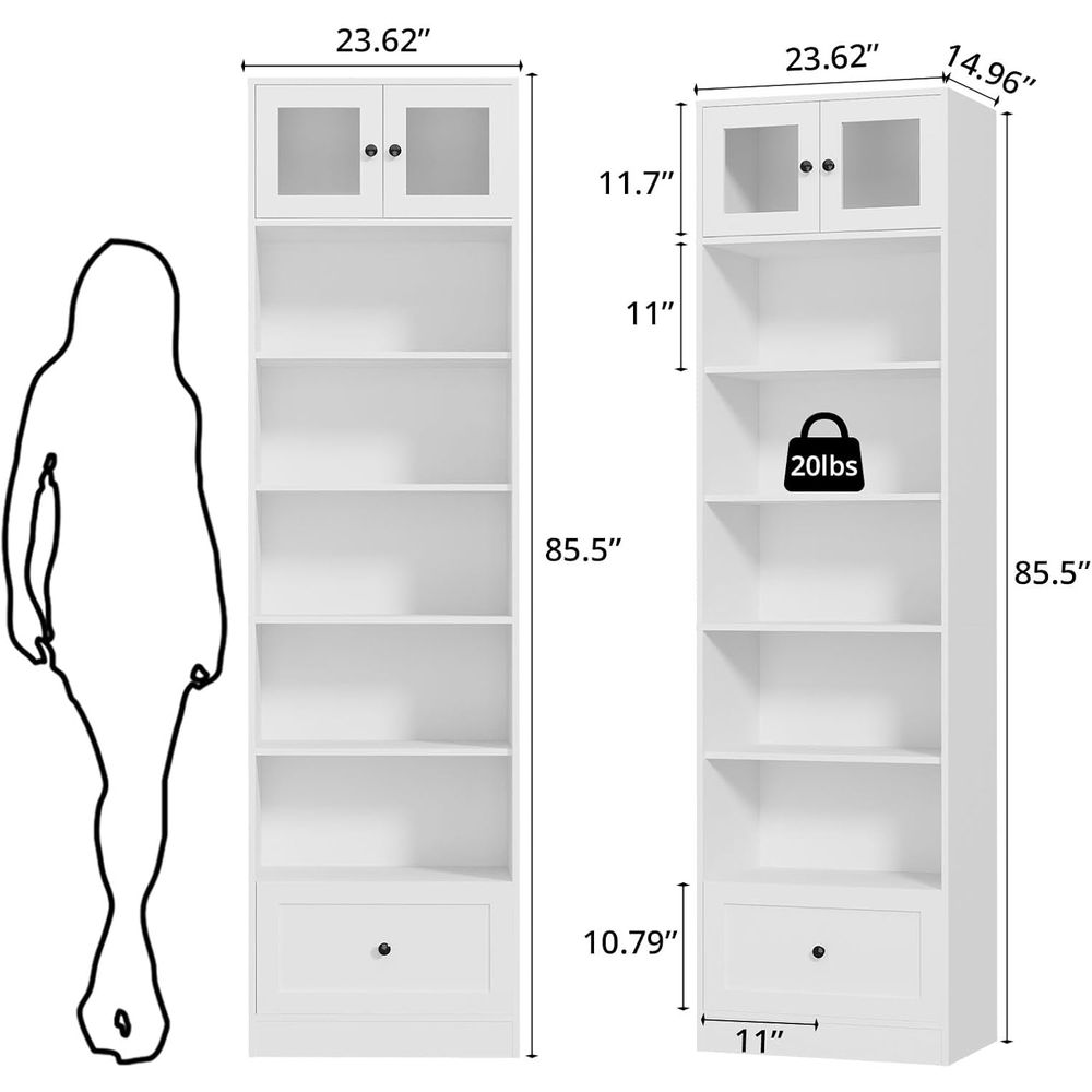 7-Tier Glass Door Bookcase, 85 – Home Office In Living Room Bewertung und Preis
