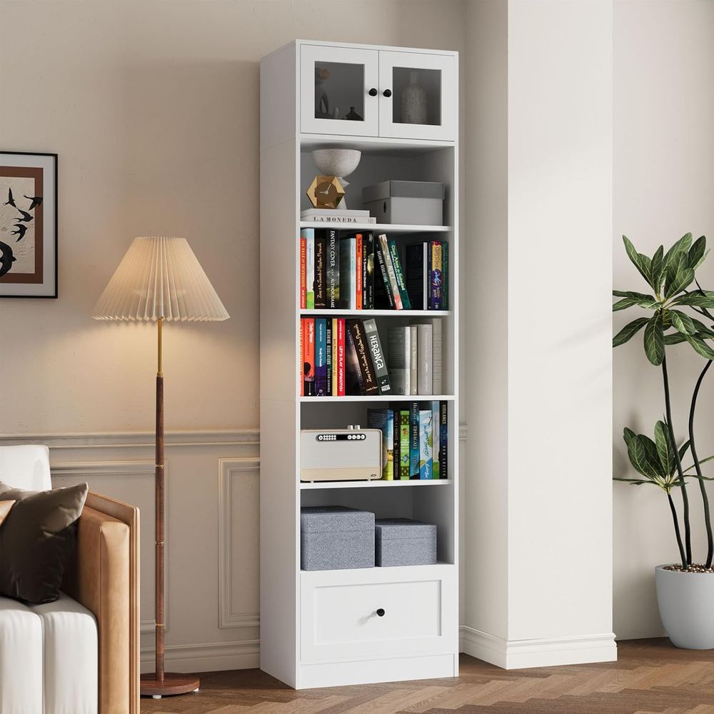 7-Tier Glass Door Bookcase, 85 – Home Office In Living Room Bewertung und Preis