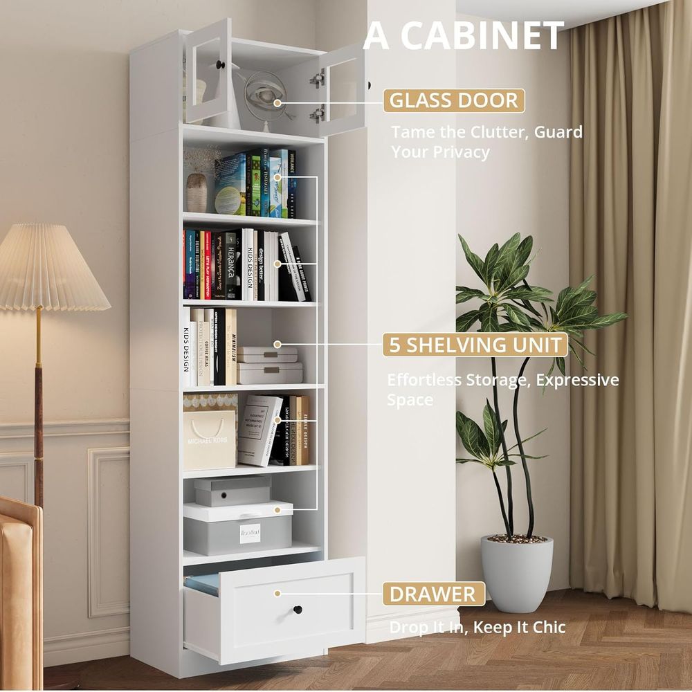 7-Tier Glass Door Bookcase, 85 – Home Office In Living Room Bewertung und Preis