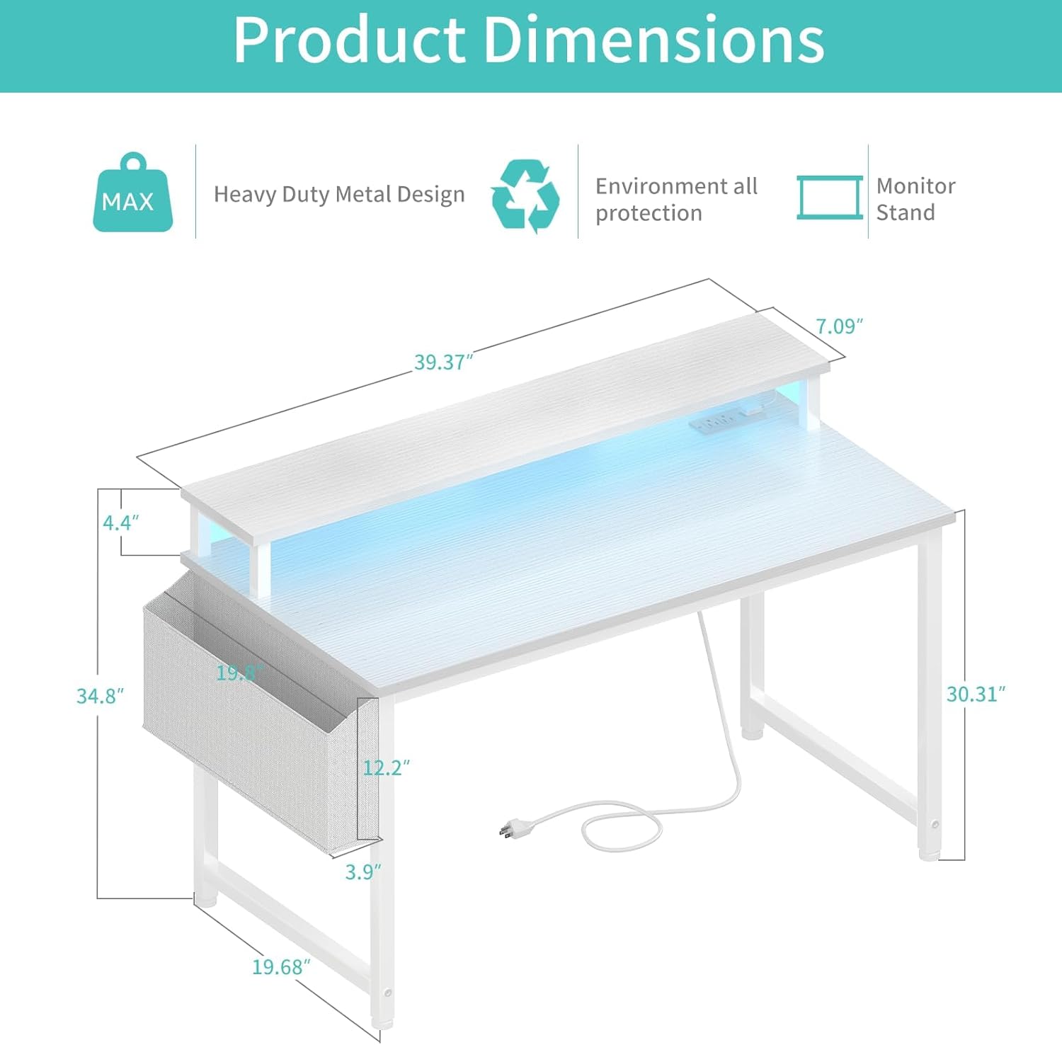 40 Inch Computer Desk with LED – Home Office Desks Bewertung und Preis
