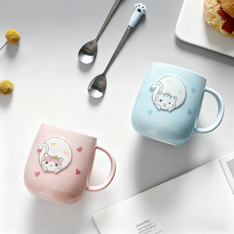Cat-themed ceramic mug with li – Home Or Office Use Bewertung und Preis