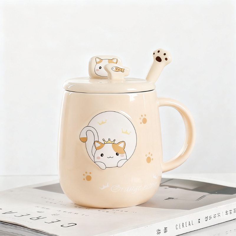 Cat-themed ceramic mug with li – Home Or Office Use Bewertung und Preis