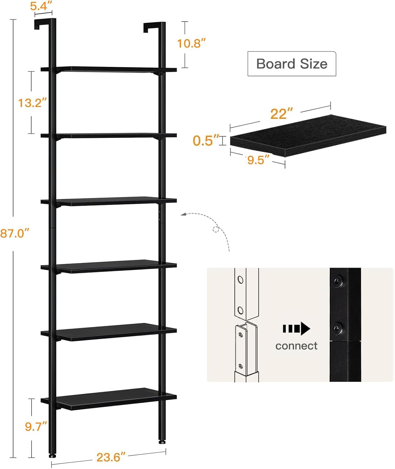 6-Tier Ladder Shelf with Metal – Home Office In Living Room Bewertung und Preis