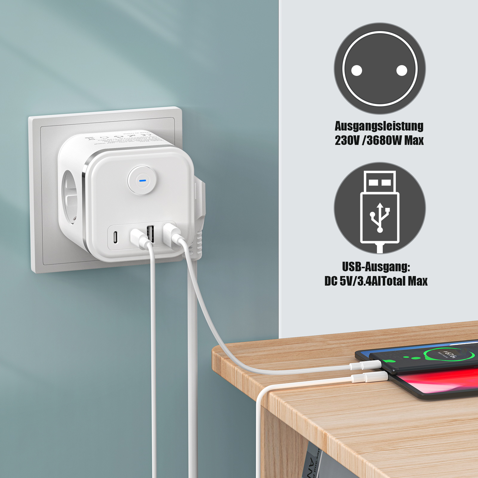 3680W Multi Plug EU Power Stri – Power Strip Desk Bewertung und Preis